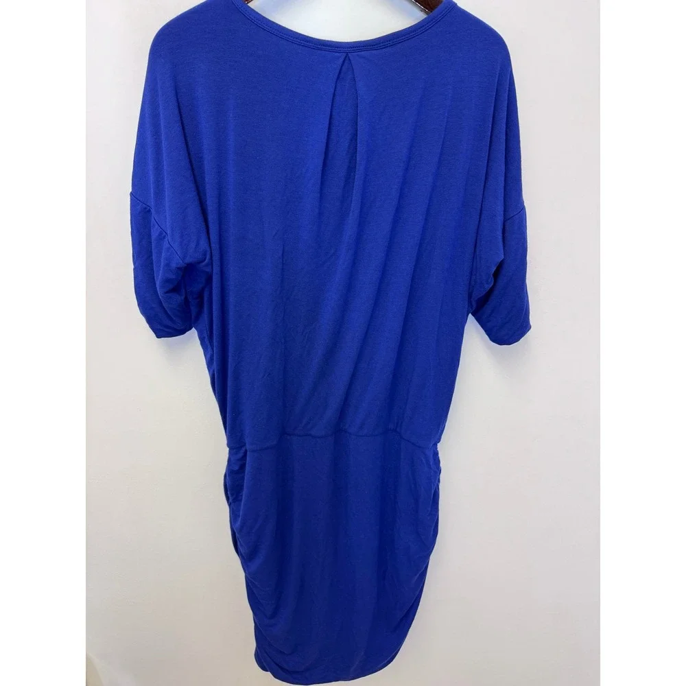 Athleta Royal‎ Blue Ruched Midi Dress Modal Wool Blend 243065 Womens Large